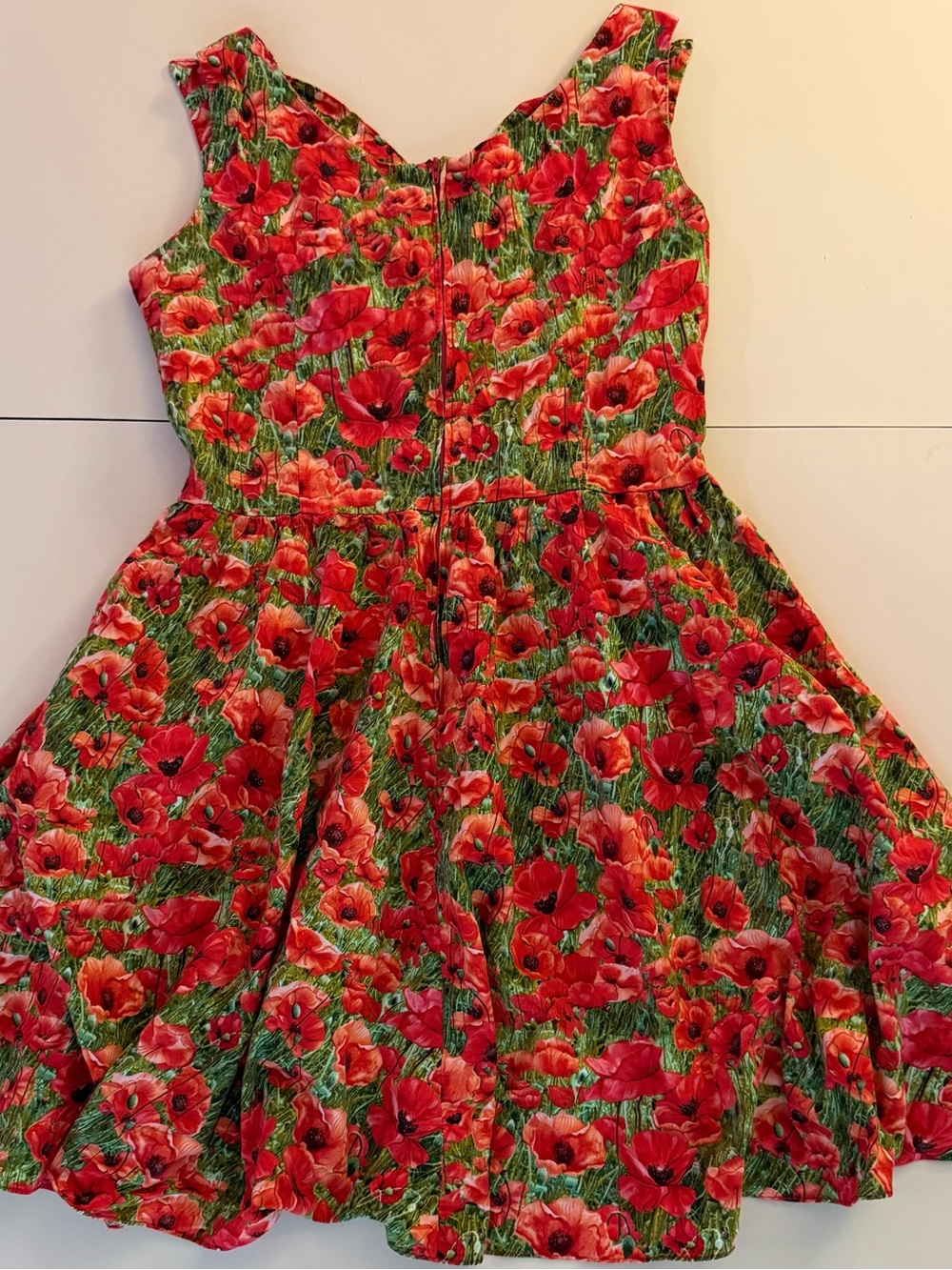 Poppy Field Red Retro Sleeveless Dress - Picture 5 of 5